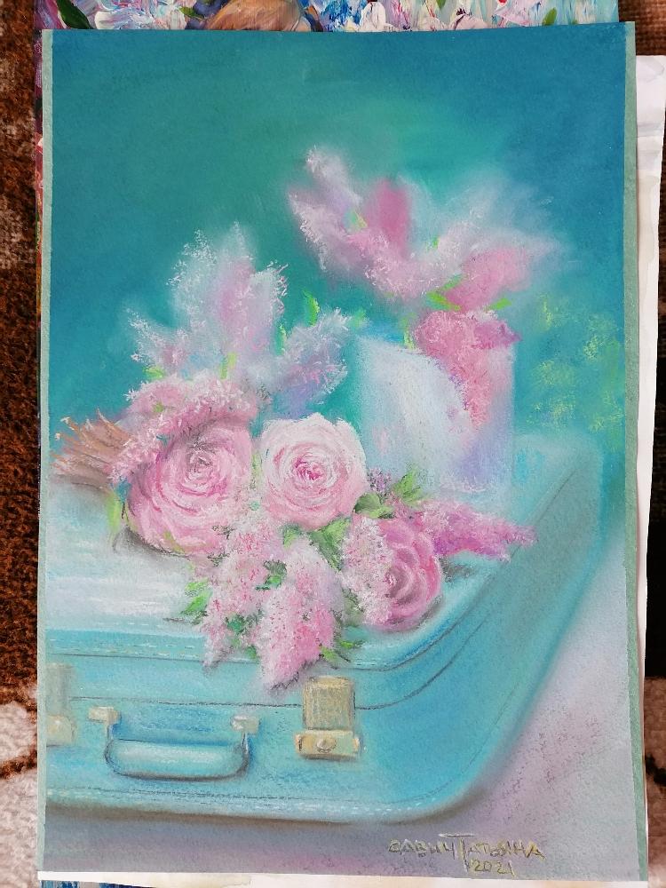 Картина Натюрморт с чемоданом и розами от Art Магазина Абрис Клуб